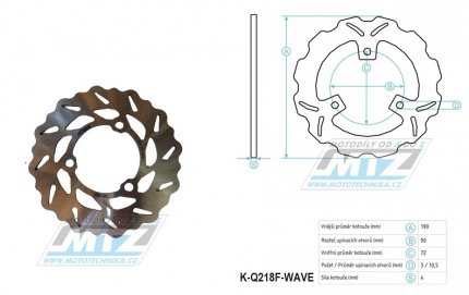 Kotou brzdov MTZ nerezov - zubat desing Wave - Honda TRX450 R  / 04-14