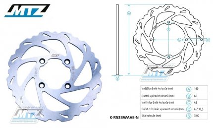 Kotou brzdov MTZ nerezov - zubat desing Wave - KTM 65SX / 04-22 + Husqvarna TC65 / 17-22 + Gas-Gas MC65