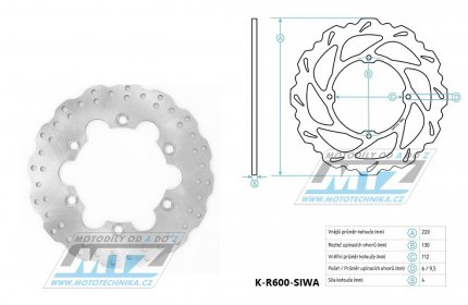 Kotou brzdov pevn - zubat desing - Husqvarna CR125 / 92-99+CR250 / 92-99 + TC410 / 99+TC610 / 99 + TE410 / 93-00+TE410E / 98-01 + TE610E / 98-99+TE610 / 92-99 + WR125 / 92-99+WRE125 / 95-99 + WR250 / 92-99+WR360 / 92-99