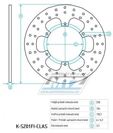 Kotou brzdov (250/118/6D) - Suzuki RM125+RM250+RMX250 + DRZ400S+DRZ400E + Yamaha YZ125+YZ250 / 01-16+YZ250X+YZF250+YZF250X+YZF426+YZF450+YZF450X + WRF250+WR250+WRF426+WRF450