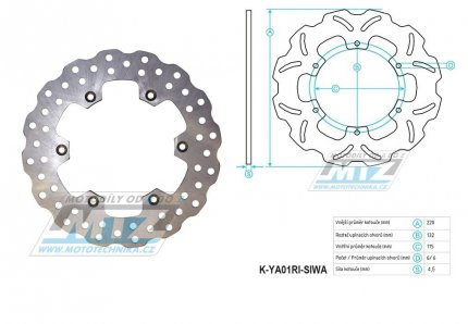 Kotou brzdov (220/115/6D) - Yamaha DT125R / 88-03 + TT600 / 93-01+TT600R / 98-07 + TDR125+TT250R + YZ125+YZ250+YZ360+YZF400 + WR125+WR200R+WR2500+WRF400+WR500Z + TM MC125+EN125+GS125 + VOR Vertemati MX+EN