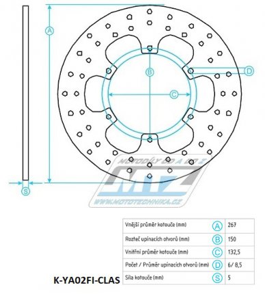 Kotou brzdov nerezov (267/132/6D) - kulat desing - Yamaha XT600 / 83-95 + XTZ600 Tenere / 83-91