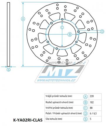 Kotou brzdov (220/86/6D) - Yamaha XT600+XT600E / 87-02 + XTZ600 Tenere / 87-98 + DT80LC