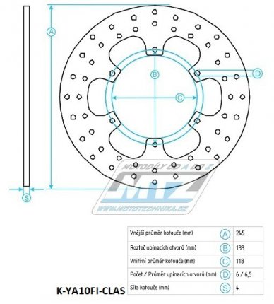 Kotou brzdov (245/118/6D) - Yamaha YZ125+YZ250 / 92-00+YZF400 / 98-00 + WR250 / 92-97+WRF400 / 98-00 + Harley Davidson GS97