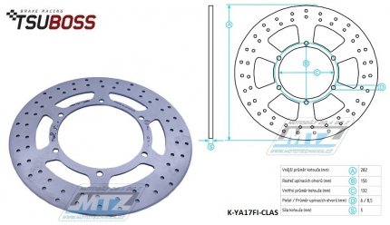 Kotou brzdov (282/132/6D) - Yamaha TZR+TDR125 / 93-96 + XP500Tmax / 01-03 + XT600E / 95-03+XT600K / 94-95 + XTZ660Tenere / 91-99 + XV750Virago+XVS1100DragStar / 03-07