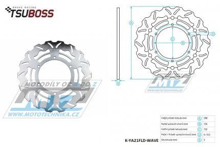 Kotou brzdov (298/132/6D) - Yamaha SR400 / 14-16 + XVS950 / 09-15 + XVS1300 MidnightStar / 07-16 + XVS1300Custom / 14-16