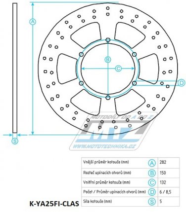 Kotou brzdov (282/132/6D) - Yamaha TDR125 / 89+XT500E / 95+XP500T-MAX / 00-04+XT600E / 95-03+XTZ660Z Tenere / 91-99