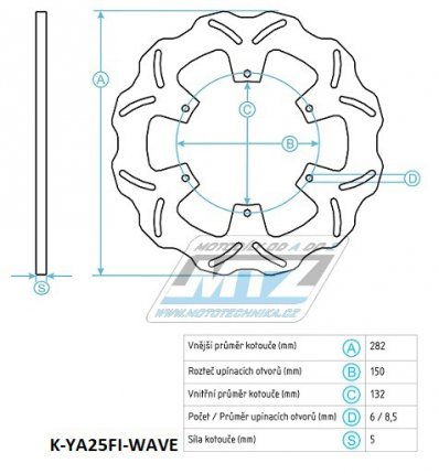 Kotou brzdov nerezov (282/132/6D) - Yamaha TDR125 / 89+XT500E / 95+XP500T-MAX / 00-04+XT600E / 95-03+XTZ660Z Tenere / 91-99