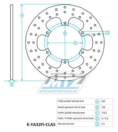 Kotou brzdov (245/115/6D) -Yamaha YP250Majesty / 96-07 + MBK Skyliner250 / 96-05