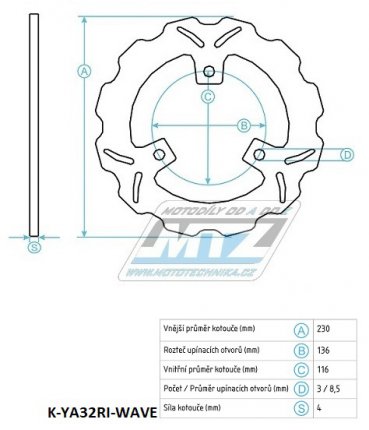 Kotou brzdov (230/116/3D) - Yamaha YP250 Majesty / 00-07 + MBK 250 Skyliner / 00-05