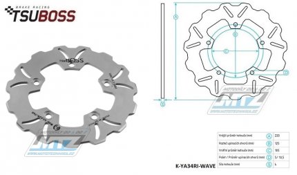 Kotou brzdov (220/105/5D) - Yamaha YZF-R6 / 03-20 + YZF-R1 / 04-20 + MT-10 / 16-20