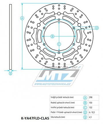 Kotou brzdov (298/132/6D) - Yamaha WR125X / 09-16+XT660R / 04-16+XT660ZTenere / 08-16