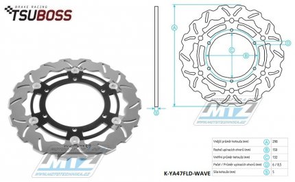 Kotou brzdov plovovouc (298/132/6D) zubat desing - Yamaha WR125X / 09-16+XT660R / 04-16+XT660ZTenere / 08-16