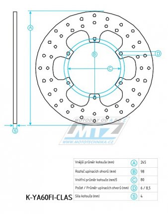 Kotou brzdov (245/80/6D) - Yamaha XQ125 Maxster / 01-03 + MBK XQ125 Thunder / 00-03