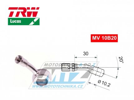 Koncovka brzdov hadice TRW VarioFlex MV10B20 (banjo 10mm zahnut 20) - materil nerez