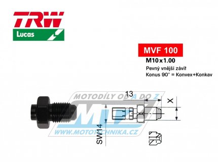 Koncovka brzdov hadice TRW VarioFlex MVF100 (rouben vnj zvit M10x1 pevn) - barva ern