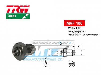 Koncovka brzdov hadice TRW VarioFlex MVF100 (rouben vnj zvit M10x1 pevn) - barva titan