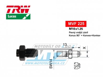 Koncovka brzdov hadice TRW VarioFlex MVF225 (rouben vnj zvit M10x1,25 pevn) - barva ern