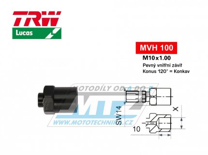 Koncovka brzdov hadice TRW VarioFlex MVH100 (rouben vnitn zvit M10x1 pevn) - barva ern