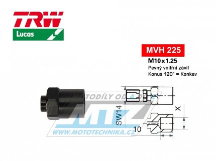 Koncovka brzdov hadice TRW VarioFlex MVH225 (rouben vnitn zvit M10x1,25 pevn) - barva ern