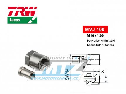 Koncovka brzdov hadice TRW VarioFlex MVJ100 (rouben vnitn zvit M10x1 pohybliv) - barva titan