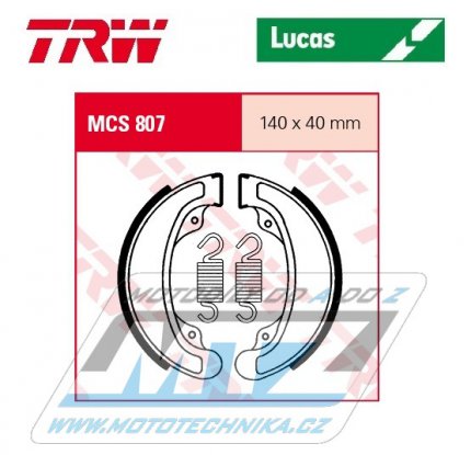 Brzdov obloen (brzdov pakny) TRW Lucas MCS807 - Honda CB250N Euro + CB250T Twin + CB400A + CB400F Four + CB400N Euro + CB400 Twin + CM400T + CB450N + CB450S + CMX450C Rebel + VT500C Shadow + VT500E