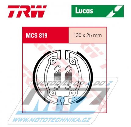 Brzdov obloen (brzdov pakny) TRW Lucas MCS819 - Bombardier DS50 + Quest 50 + DS90 + Quest 90 + E-Ton JXL50 Viper + DXL90 Ranger + DXL90 Sierra + EXL150 Viper ST + EXL150 Yukon ST + Honda CG125 + CG125 + CH125 Spacy + CR125R + PCX125EX2 ...