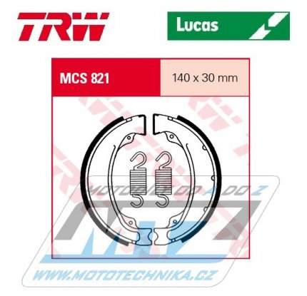 Brzdov obloen (brzdov pakny) TRW Lucas MCS821 - Honda TRX250EX Sporttrax + TRX250TE/TM Fourtrax + TRX250TM Fourtrax + GB500 Clubmann + XBR500 + XBR500S + XLV750R + Kymco Hipster 125 + K-Pipe 125 + Hipster 150