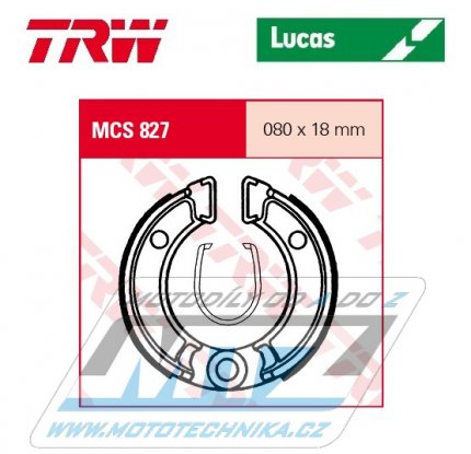 Brzdov obloen (brzdov pakny) TRW Lucas MCS827 - Suzuki DR70Z + Yamaha TTR50 -E + Honda CRF50 + NB50M (Aero) + NCZ50 + NS50M + QR50D -L + QR50M -Y + SA50 Vision + XR50R + Z50R Cross Monkey + ZB50P Monkey