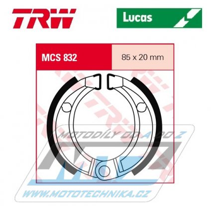 Brzdov obloen (brzdov pakny) TRW Lucas MCS832 - Bombardier DS50 + Quest 50 + DS90 + Quest 90 + Derbi DFW 50 + Kawasaki KFX50KSF + KFX90KSF + Laverda Quasar 50 + Quasar 100 + Polaris Outlaw 50 + Predator 50 + Scrambler 50 + Outlaw 90 + Predator 90