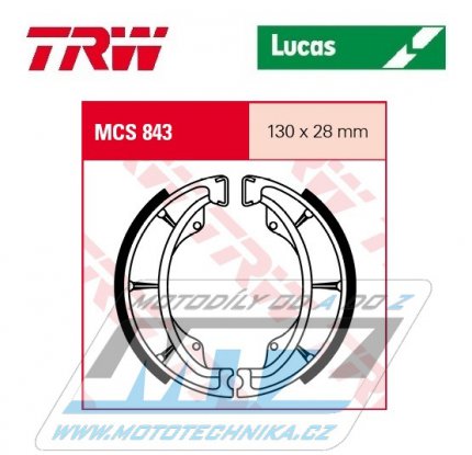 Brzdov obloen (brzdov pakny) TRW Lucas MCS843 - Arctic Cat 50 Y6 Youths 2x4 + 90 2x4 (2T+4T) Youth + 90 Y12 Youths + CAN-AM DS70+DS90 + Honda CD175 + Kymco Maxxer 50 + Polaris Outlaw 50 + Predator 50 + Scrambler 50 + Outlaw 90 + Predator 90 ...