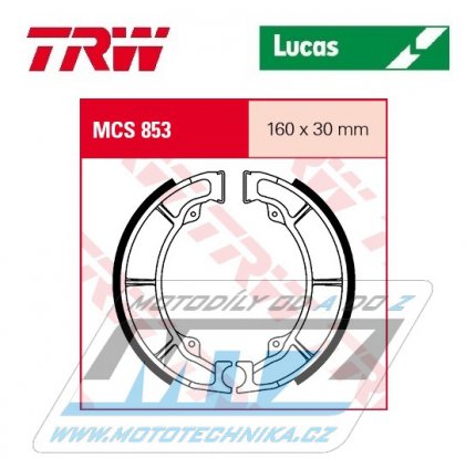 Brzdov obloen (brzdov pakny) TRW Lucas MCS853 - Kawasaki KLF220 Bayou + EL250 Eliminator + GPZ250 + KLF250 Bayou + Z250B1, B2 + EL252F Eliminator + KLF300B Bayou + GPZ305 + Z400+Z400F+Z440+ Z440LTD + EN500+ER500+ER-5 Twister+W650+W800+ZL600 Elimi