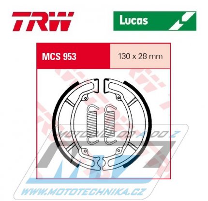 Brzdov obloen (brzdov pakny) TRW Lucas MCS953 - CPI Oliver 125 + Keeway Arn 125 + Focus 125 + Matrix 125 + Matrix Racing Sport 125 + Peugeot Sum-Up 125 + Tweet 125 + Sachs Bee 50 + Bee 125 + Roadster 125 V2 + Sinnis Eagle 125 + QM125 Matrix,...