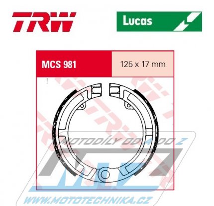 Brzdov obloen (brzdov pakny) TRW Lucas MCS981 - Piaggio APE50 + Vespa N50 + PK50S, XL + PK80