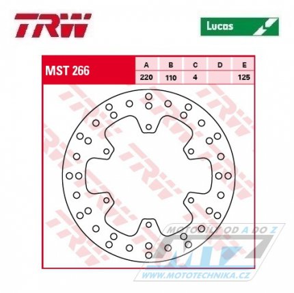 Kotou brzdov TRW MST266 (220/110/6D) - KTM SX+SXF+EXC+EXCF+EXCR+GS+MXC+LC4+SC+SMR+SXS+SXC+XC+XCF+XCW + Husaberg FE+FS+FX+FC+TE + Husqvarna FC+FE+TC+TE