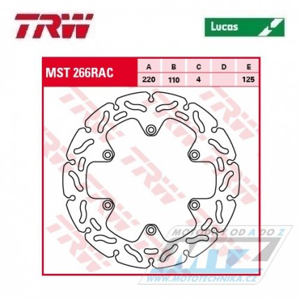 Kotou brzdov TRW MST266RAC (220/110/6D) - KTM SX+SXF+EXC+EXCF+EXCR+GS+MXC+LC4+SC+SMR+SXS+SXC+XC+XCF+XCW + Husaberg FE+FS+FX+FC+TE + Husqvarna FC+FE+TC+TE