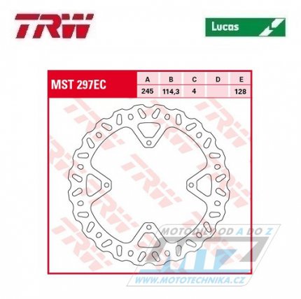 Kotou brzdov TRW MST297EC (245/114/4D) - TM EN125+MX125+EN144+MX144+EN250+MX250+EN300+MX300 + EN250F+MX250F+EN450F+MX450F+SMX450+EN530F+MX530F + SMR530+SMX530