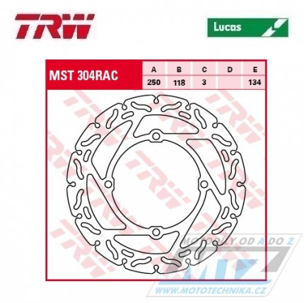 Kotou brzdov TRW MST304RAC (250/118/4D) - Suzuki RMZ250 / 07-18 + RMZ450 / 05-17 + RMX450Z / 10-19