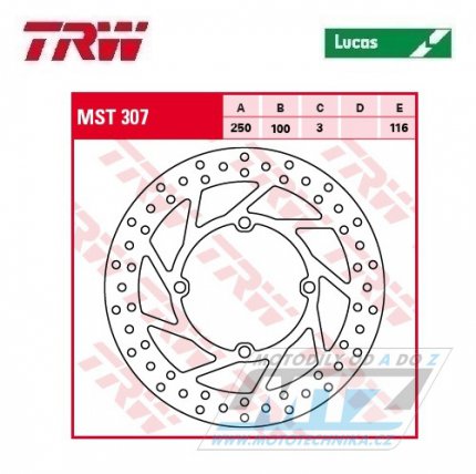 Kotou brzdov TRW MST307 (250/100/4D) - Kawasaki KX125 / 03-05+KX250 / 03-05+KXF250 / 04-05+KDX125 / 90-99+KDX200 / 95-06+KDX220R / 97-05+KLX250 / 06-10 + Suzuki RMZ250 / 04-06