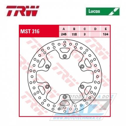 Kotou brzdov TRW MST316 (245/118/6D) - Yamaha YZ125+YZ250 / 92-00+YZF400 / 98-00 + WR250 / 92-97+WRF400 / 98-00