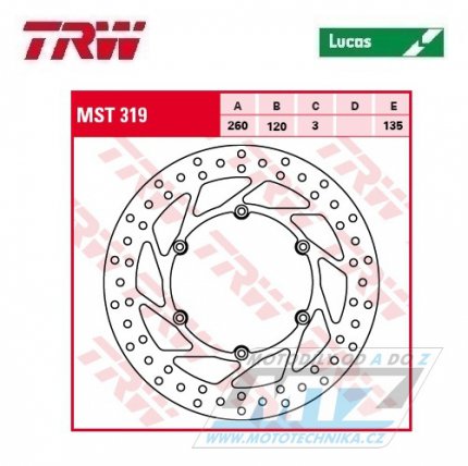 Kotou brzdov TRW MST319 (260/120/6D) - Husqvarna CR125+CR250+CR360 / 92-99 + WR125+250+360 / 92-02 + TE350 / 92-95 + TE410 / 95-99 + TE610E / 97-01 + TC610 / 92-97