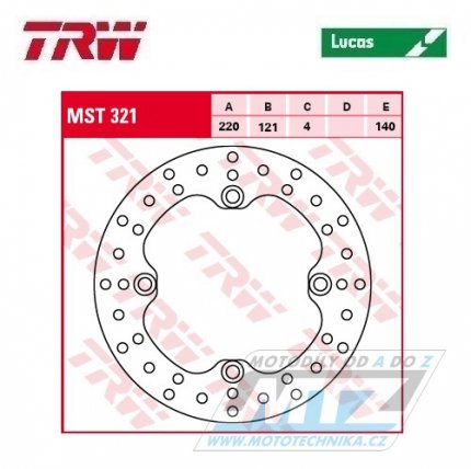 Kotou brzdov TRW MST321 (220/100/3D) - Honda CR125 / 89-97 + CR250 / 87-96 + CR500 / 89-01