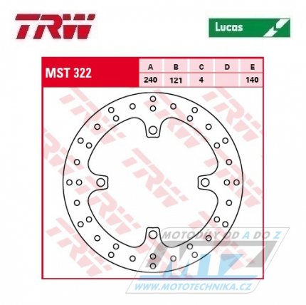 Kotou brzdov TRW MST322 (240/122/4D) - Suzuki RMZ250 / 07-24 + RMZ450 / 05-24 + RMX450Z / 10-19 + Honda CR125 / 98-01+CR250 / 97-01