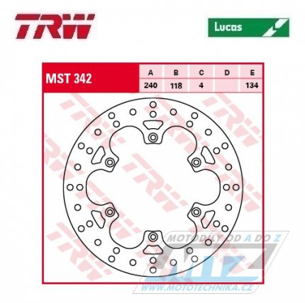 Kotou brzdov TRW MST342 (240/118/6D) - Suzuki RM125 / 99-11+RM250 / 99-12 + RMX250 / 89-00