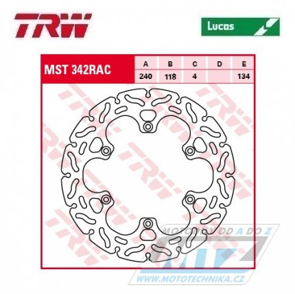 Kotou brzdov TRW MST342RAC (240/118/6D) - zubat desing - Suzuki RM125 / 99-11+RM250 / 99-12 + RMX250 / 89-00