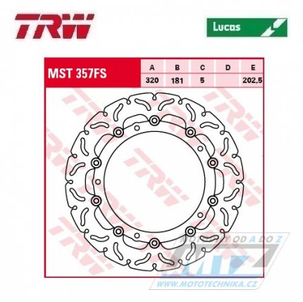 Kotou brzdov TRW MST357FS (320/181/5D) - BMW F800GT+R850+S1000 + R1100S+R1150+K1200+R1200 + K1300+K1600