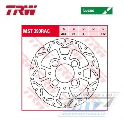 Kotou brzdov TRW MST350RAC (245/115/4D) - Yamaha YZ125 / 02-18 + YZ250 / 02-18 + YZ250X / 16-18 + YZF250 / 02-18 + YZF250X / 15-18 + YZF426 / 02 + YZF450 / 03-17 + YZF450X / 16-19 + WRF250 / 02-18 + WR250R / 08-20 + WRF426 / 02