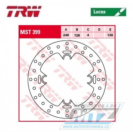 Kotou brzdov TRW MST399 (240/126/4D) - Beta 250RR-525RR + Husqvarna CR+SMS125+SMR400+SMR449+SMR450+SM610+TC250-TC511+TE250-TE511+WRE125+WR125-WR300