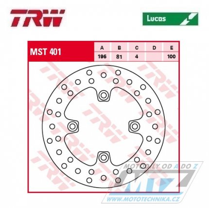 Kotou brzdov TRW MST401 (196/81/4D) - Bombardier DS650 Baja / 01-06