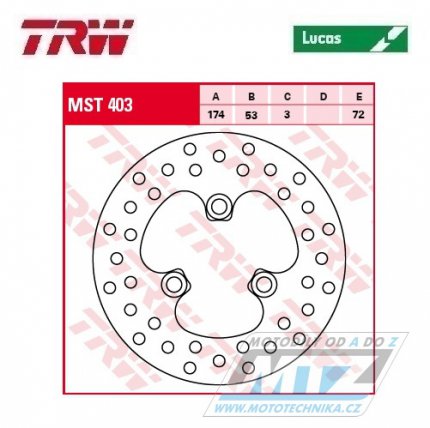 Kotou brzdov TRW MST403 (174/53/3D) - Honda TRX250 + TRX300 + TRX400 + TRX450 + TRX700